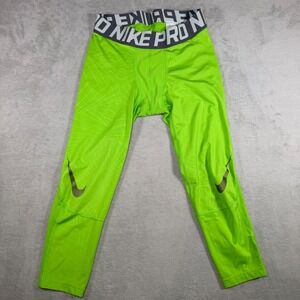 Nike Pro Hypercool Mens Compression Tights Lime Green Geometric 821683-313 Large